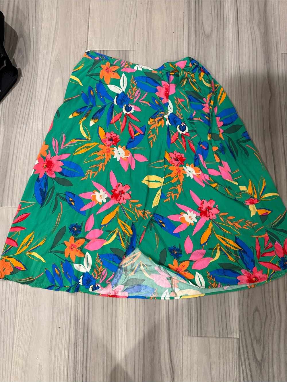 J. Crew Green Floral Circle Skirt with Multicolor Blooms